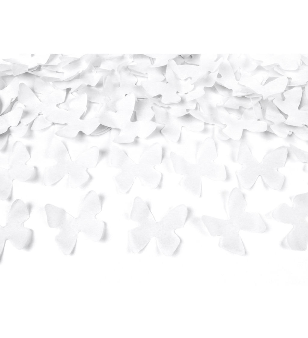 Vystřelovací konfety - bílí motýlci, 60 cm