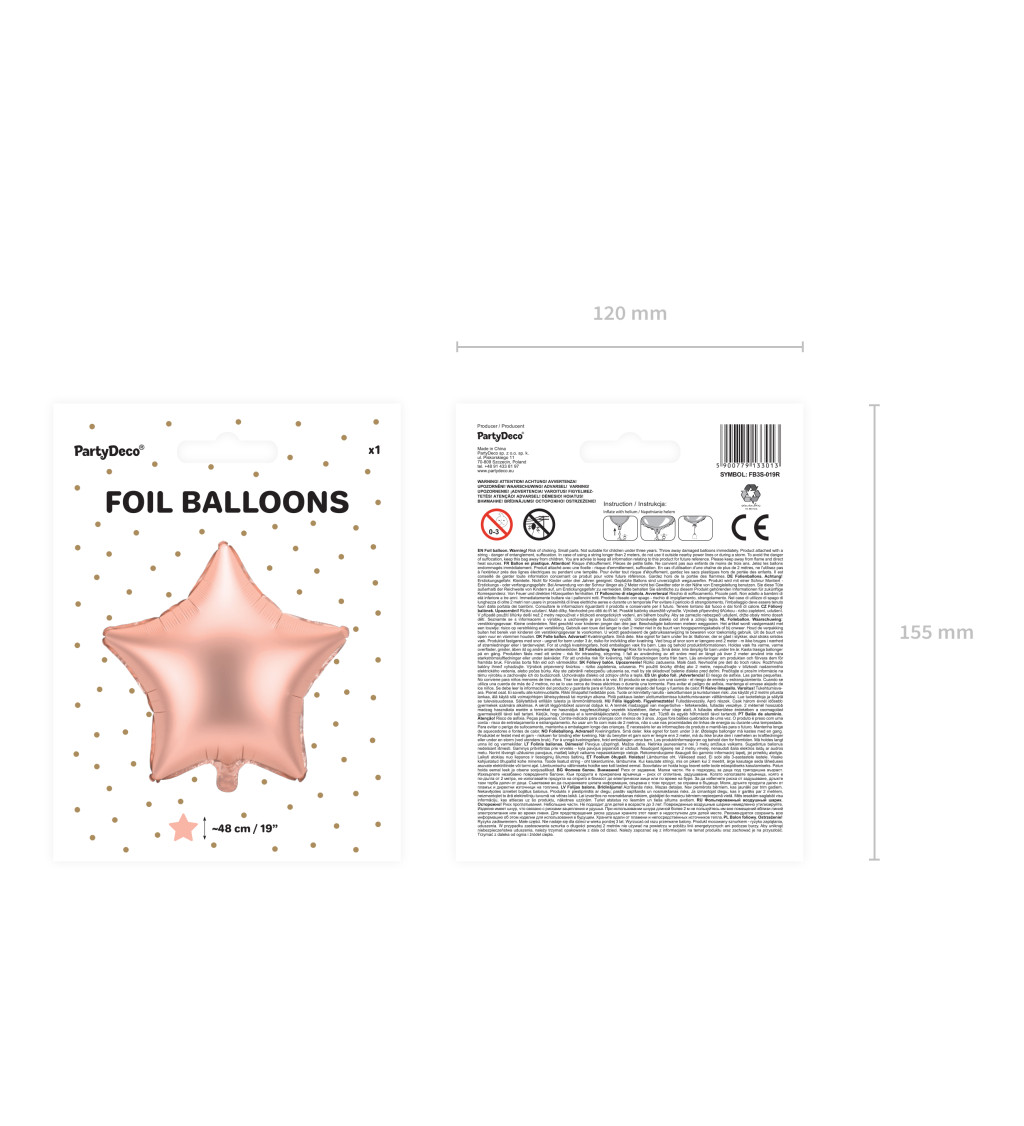 Fóliový balónek rosegold ve tvaru hvězdy