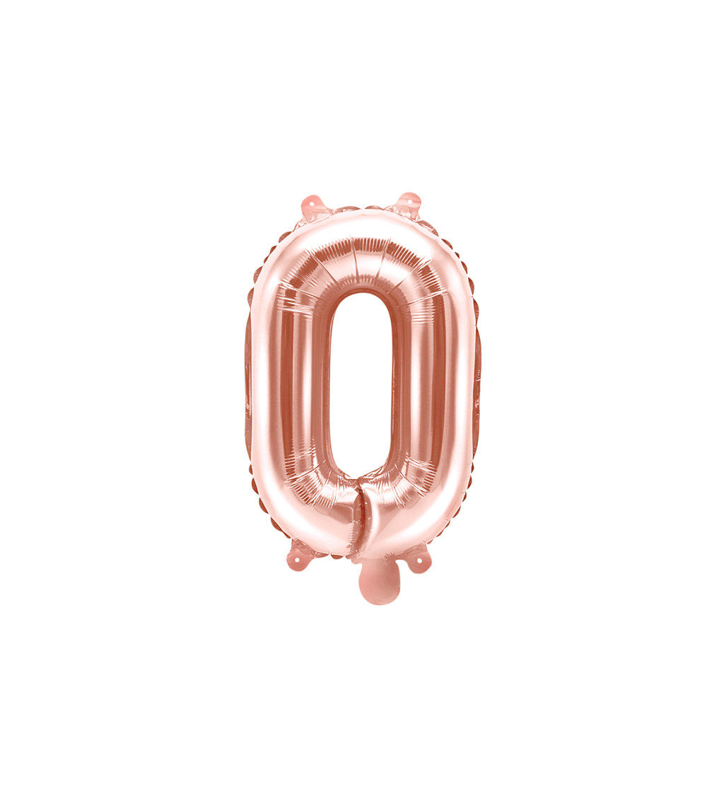 Růžovo-zlatý mini balónek O