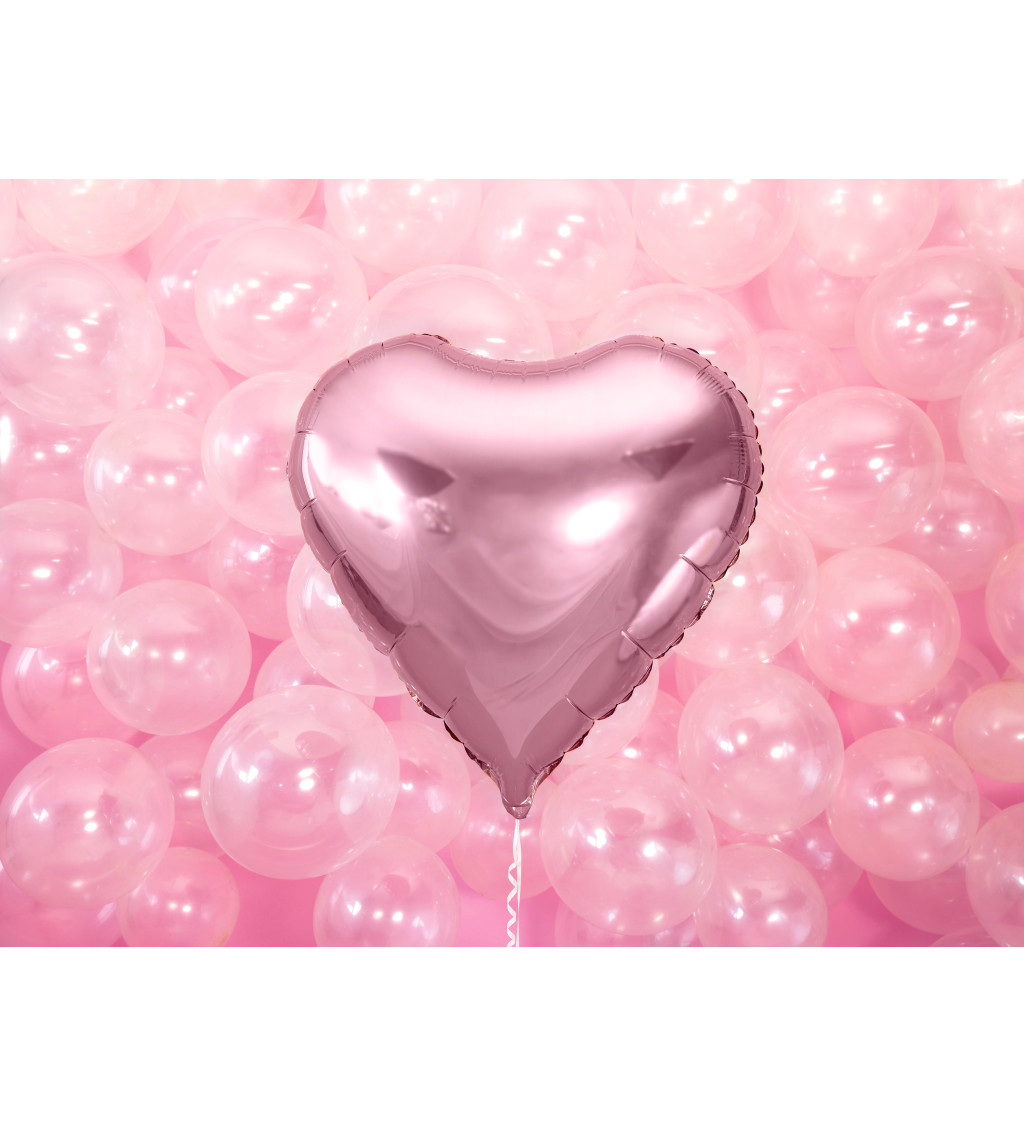 Růžový fóliový balónek - velké srdce