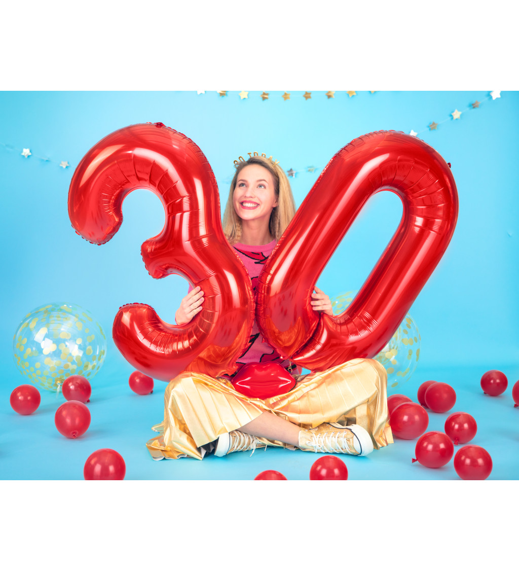 Fóliový balónek červený - číslo 3 (86cm)