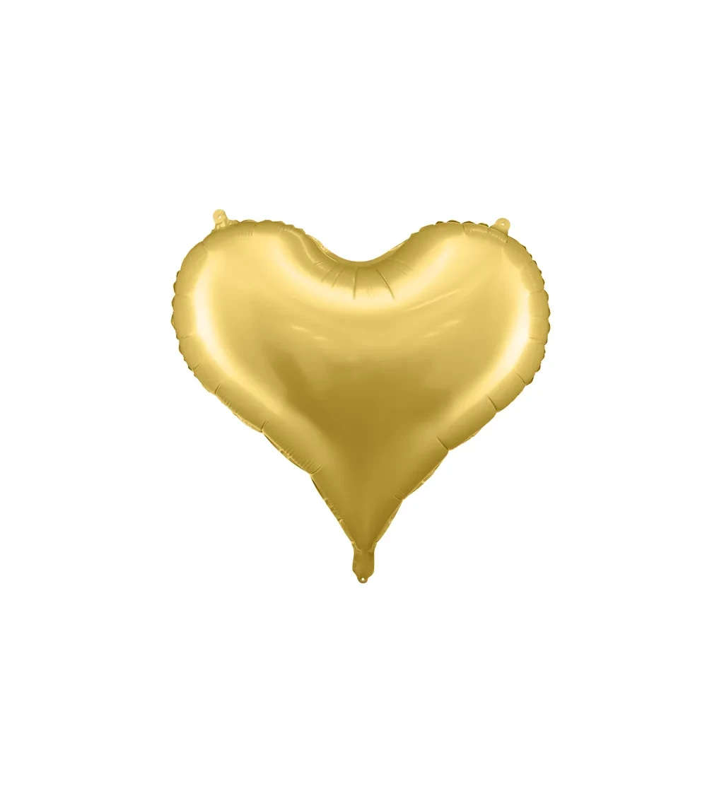 Zlatý fóliový balónek ve tvaru srdce