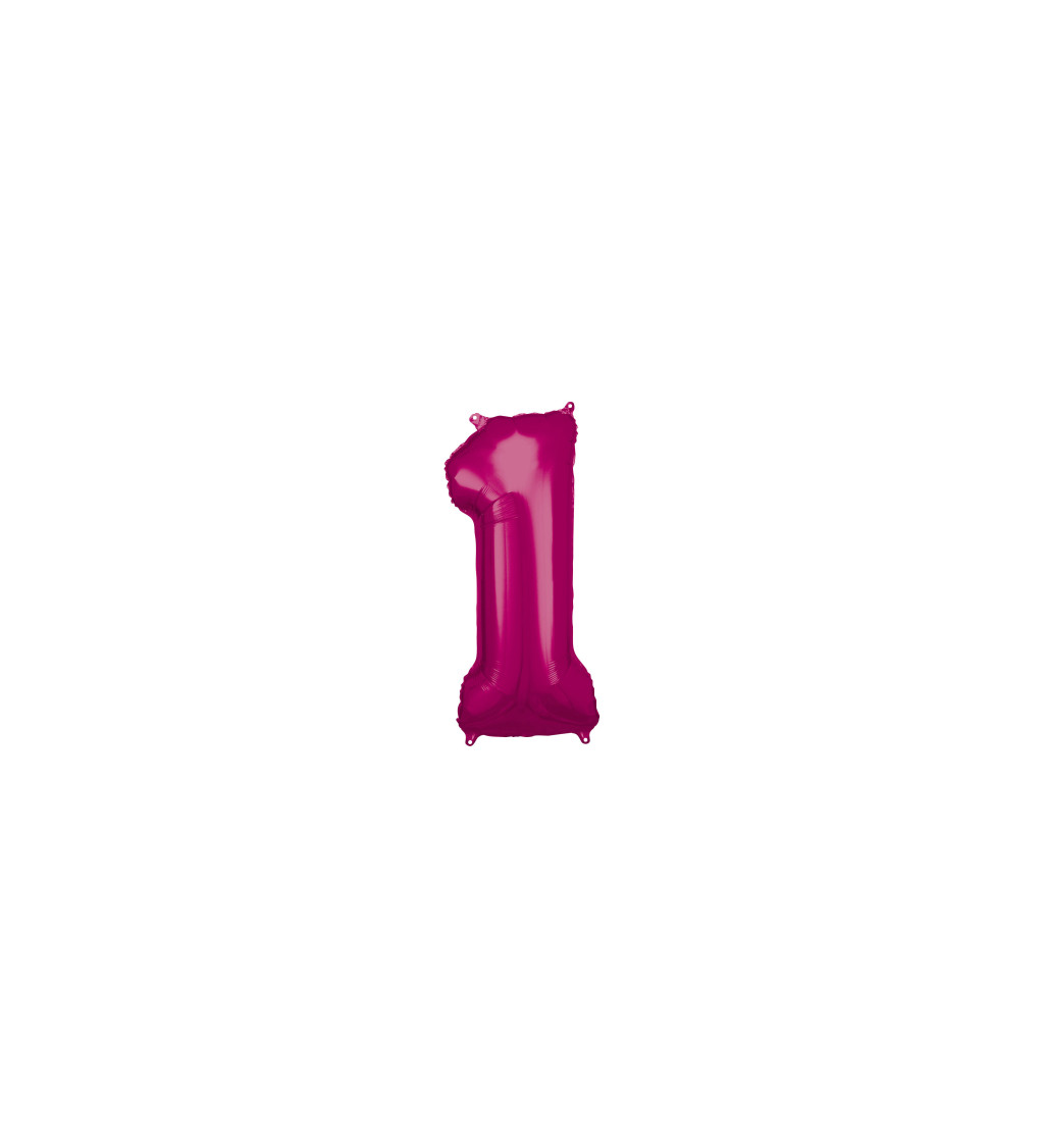 Fóliový balónek tmavě růžový - číslo 1 (88cm)
