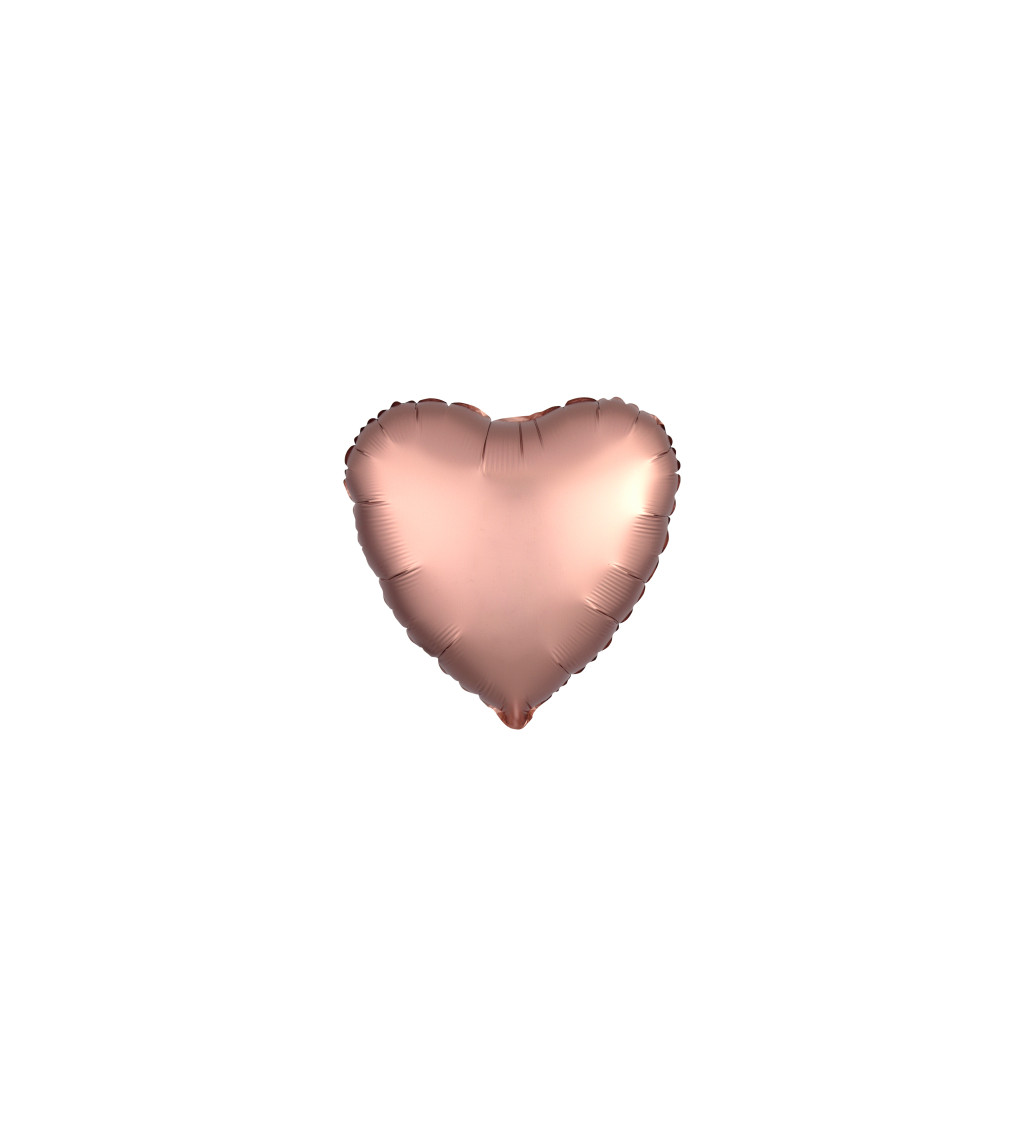 Rosegold metalický fóliový balónek - srdce (43cm)