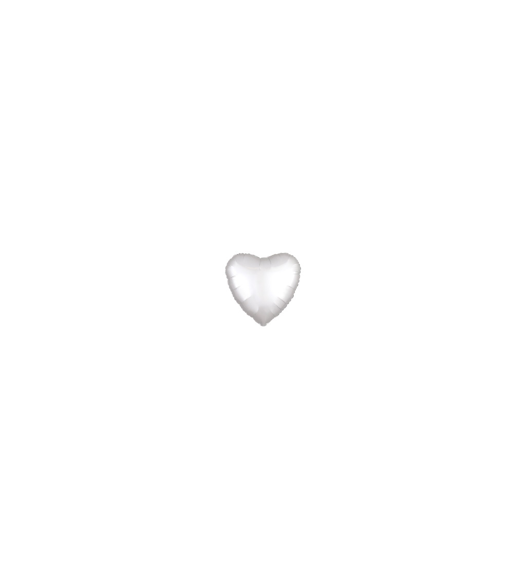 Metalický bílý fóliový balónek - srdce