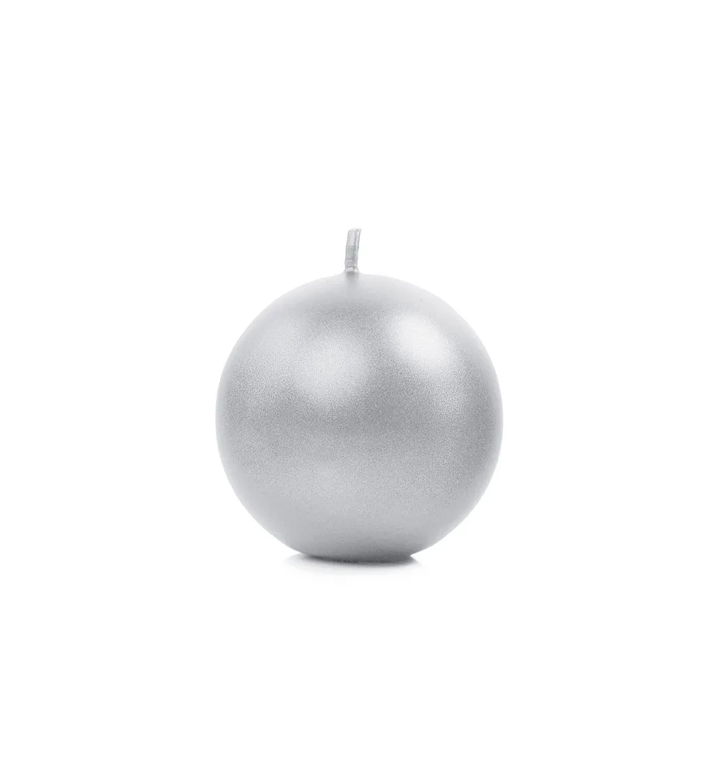 Kulatá metalická svíčka (6 cm) - stříbrná