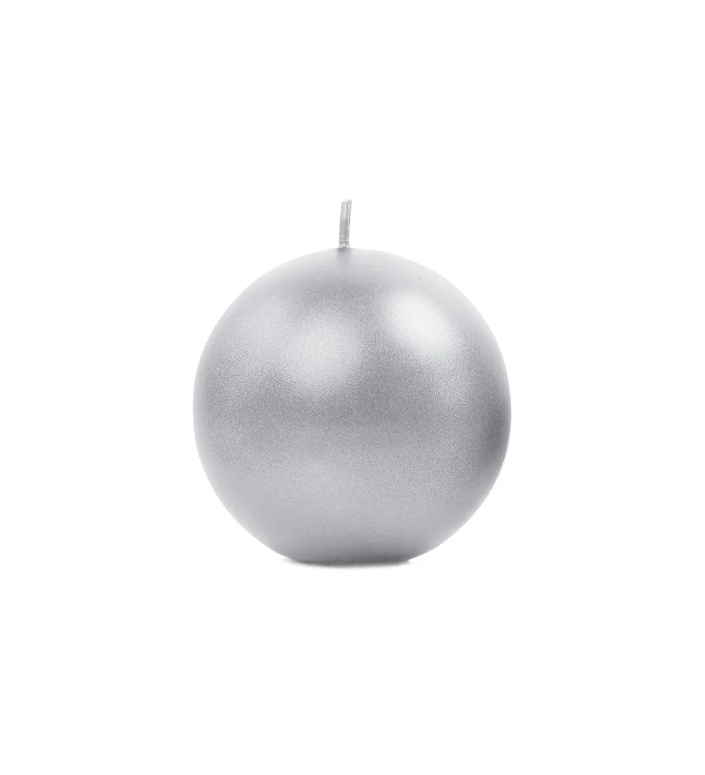 Kulatá metalická svíčka (8 cm) - stříbrná