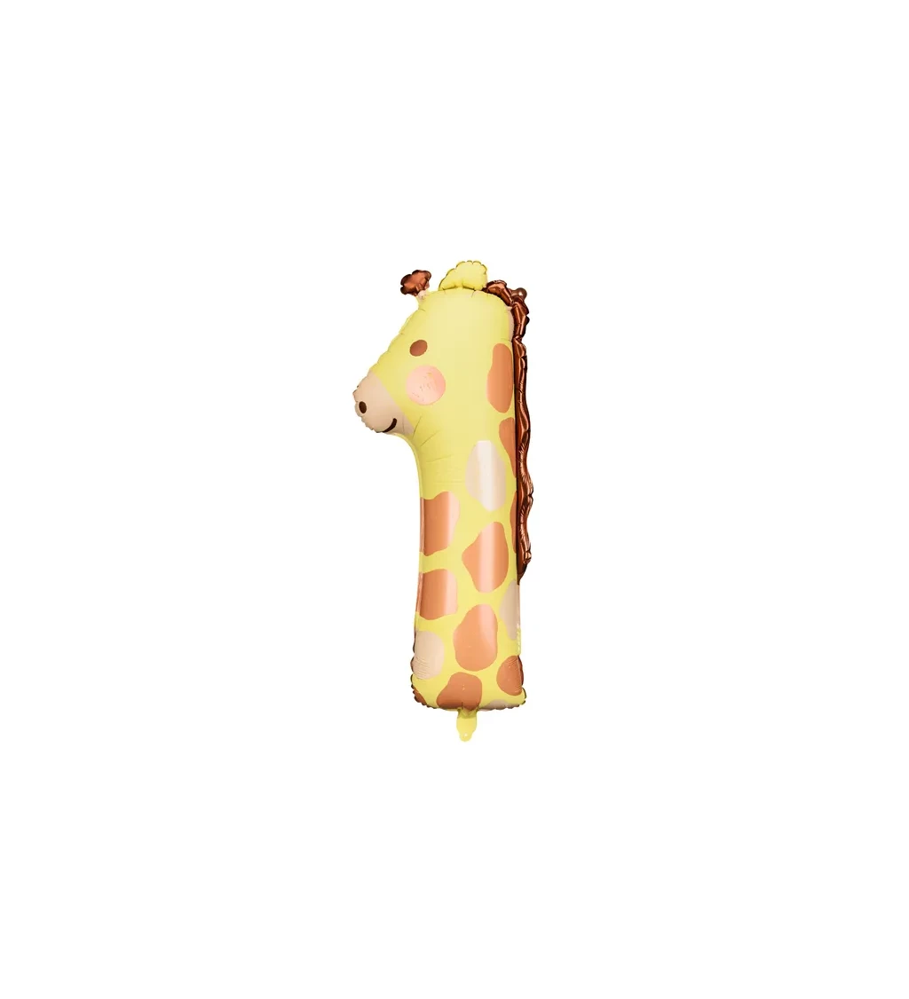 Fóliový balónek černý - číslo 1 žirafa (82cm)
