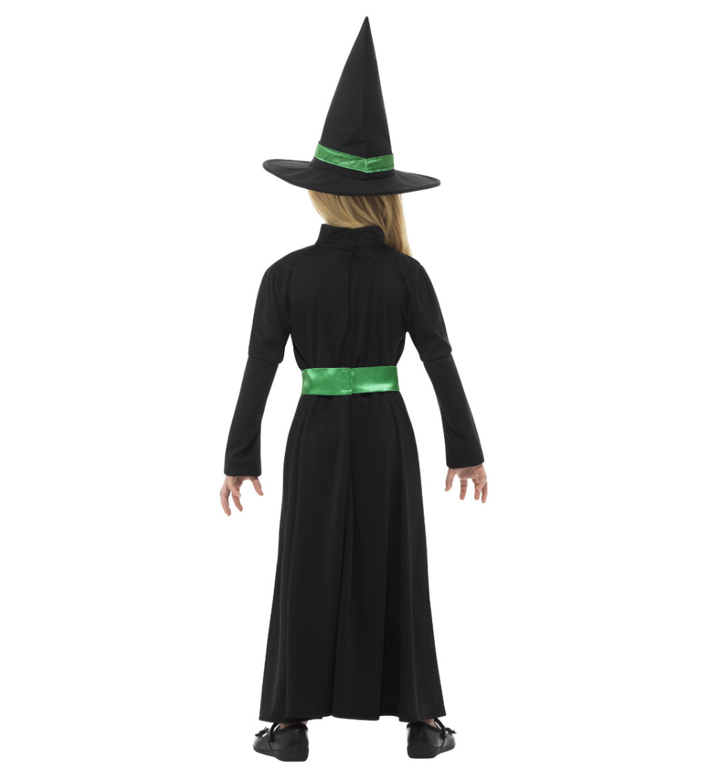 Dětský kostým -  čarodějnice (zelená)