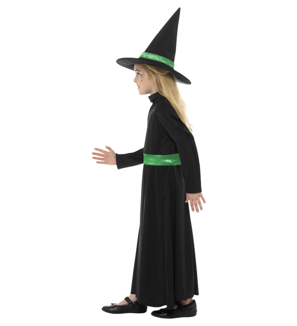 Dětský kostým -  čarodějnice (zelená)