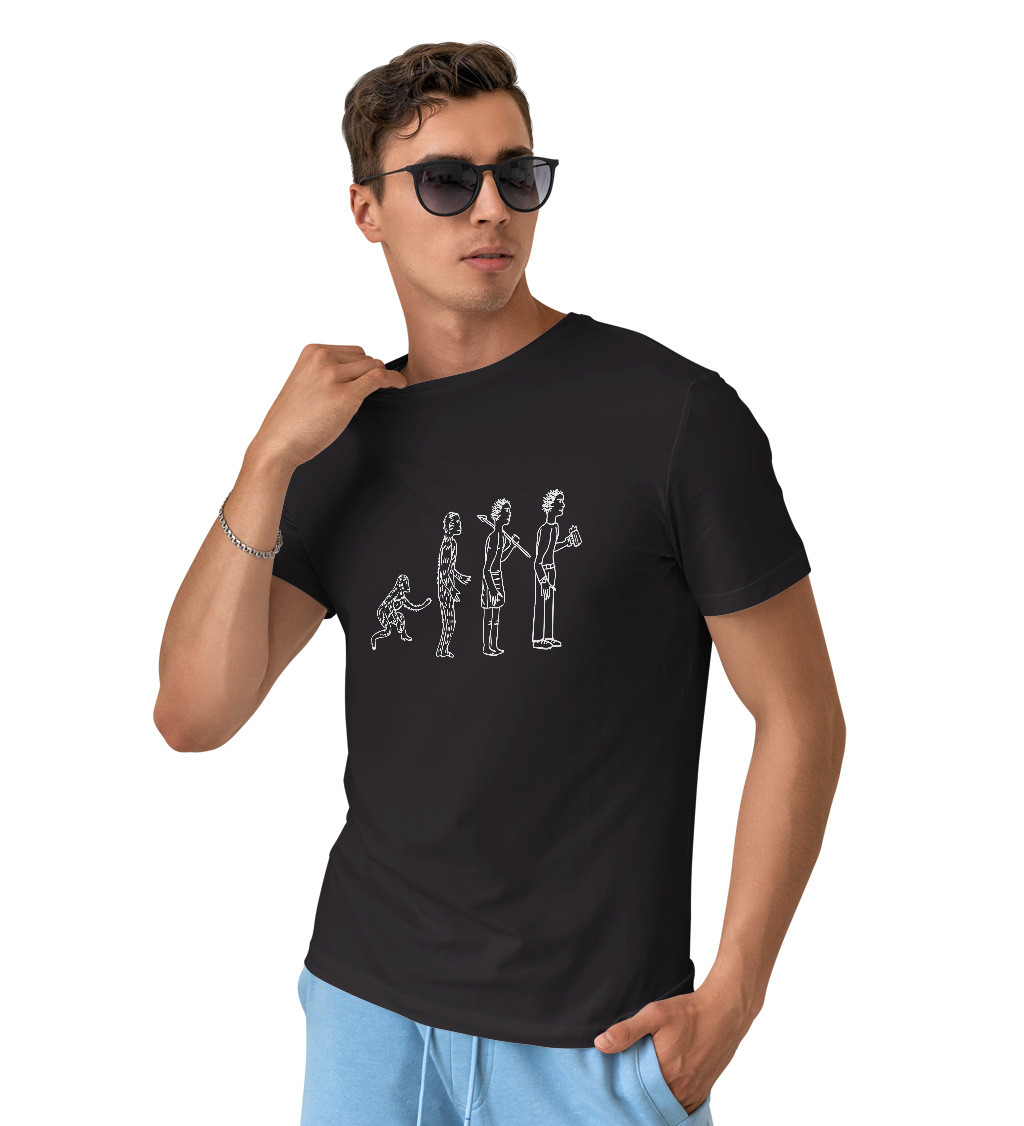 Pánské triko černé - Pivní evoluce muže