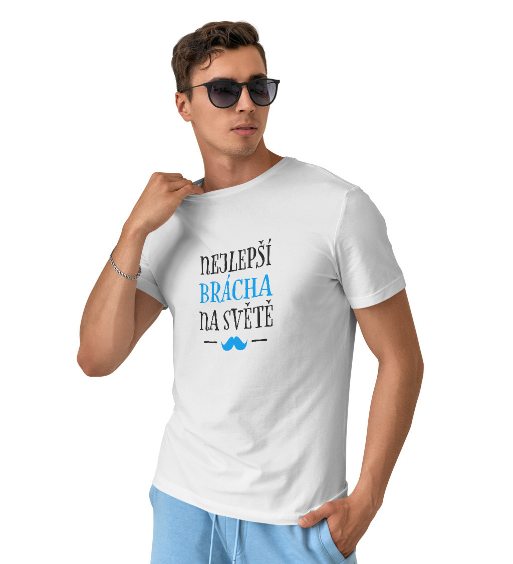 Pánské triko bílé - Nejlepší tatínek knírek