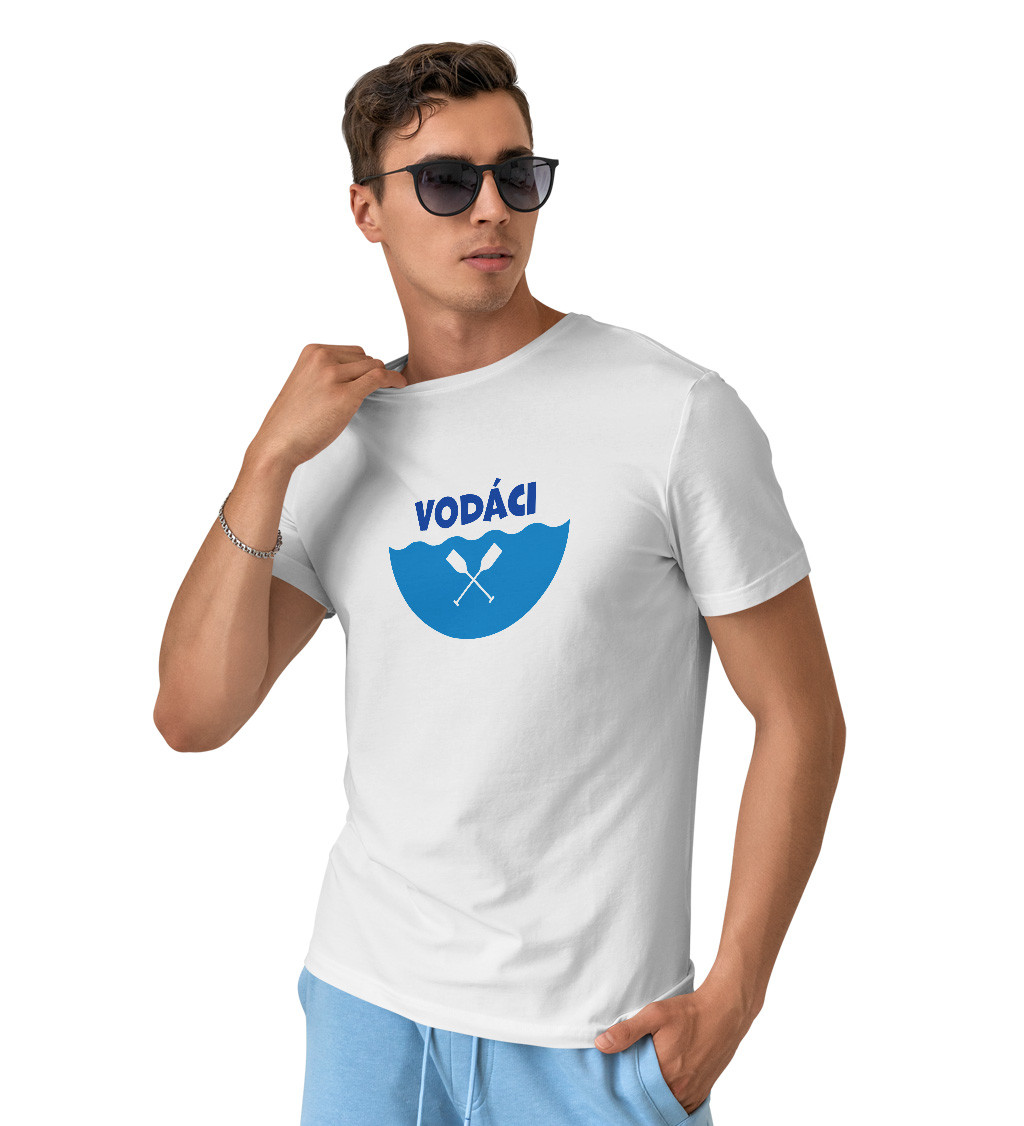 Pánské triko bílé - Vodáci modré