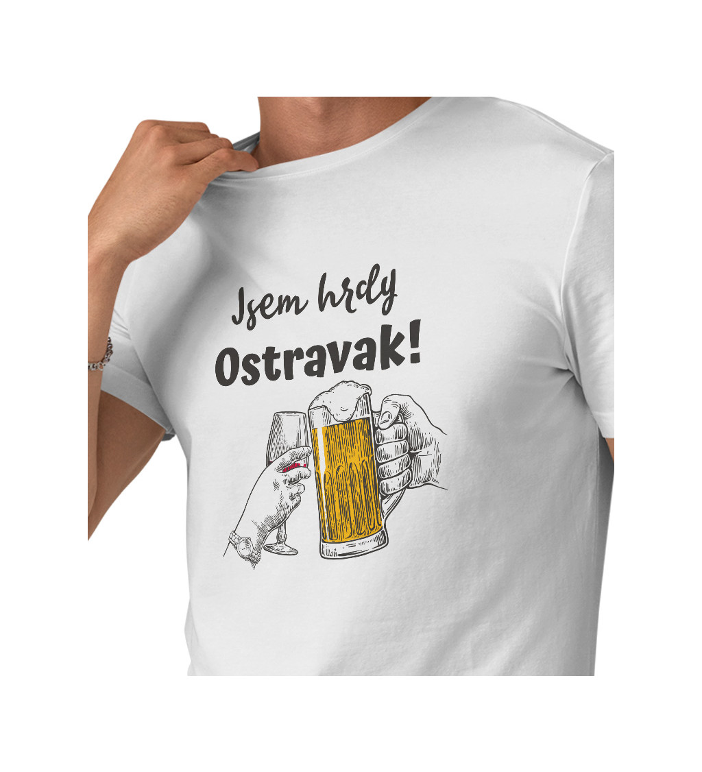 Pánské triko bílé - Jsem hrdý ostravak