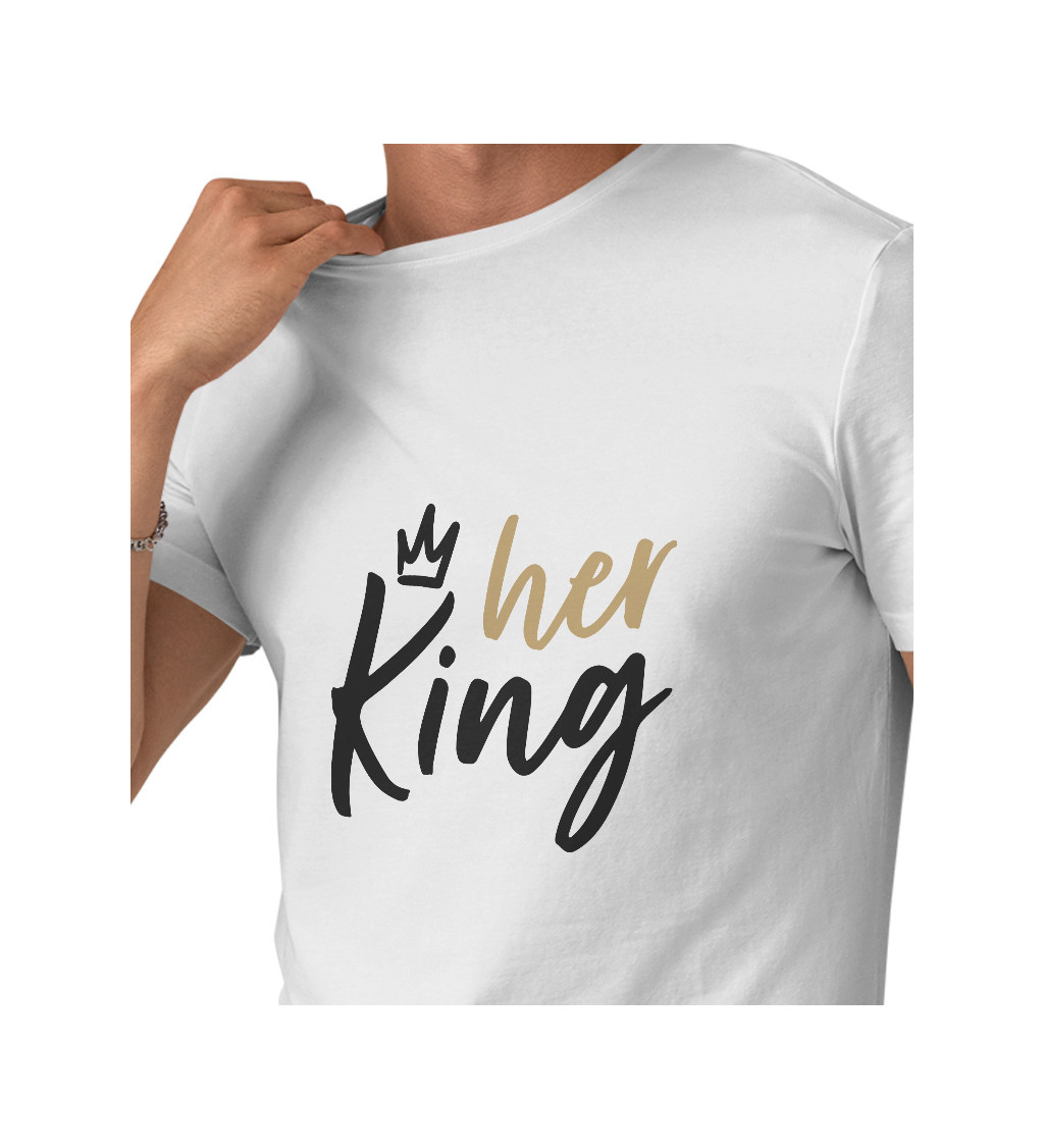 Pánské triko bílé - Her king korunka
