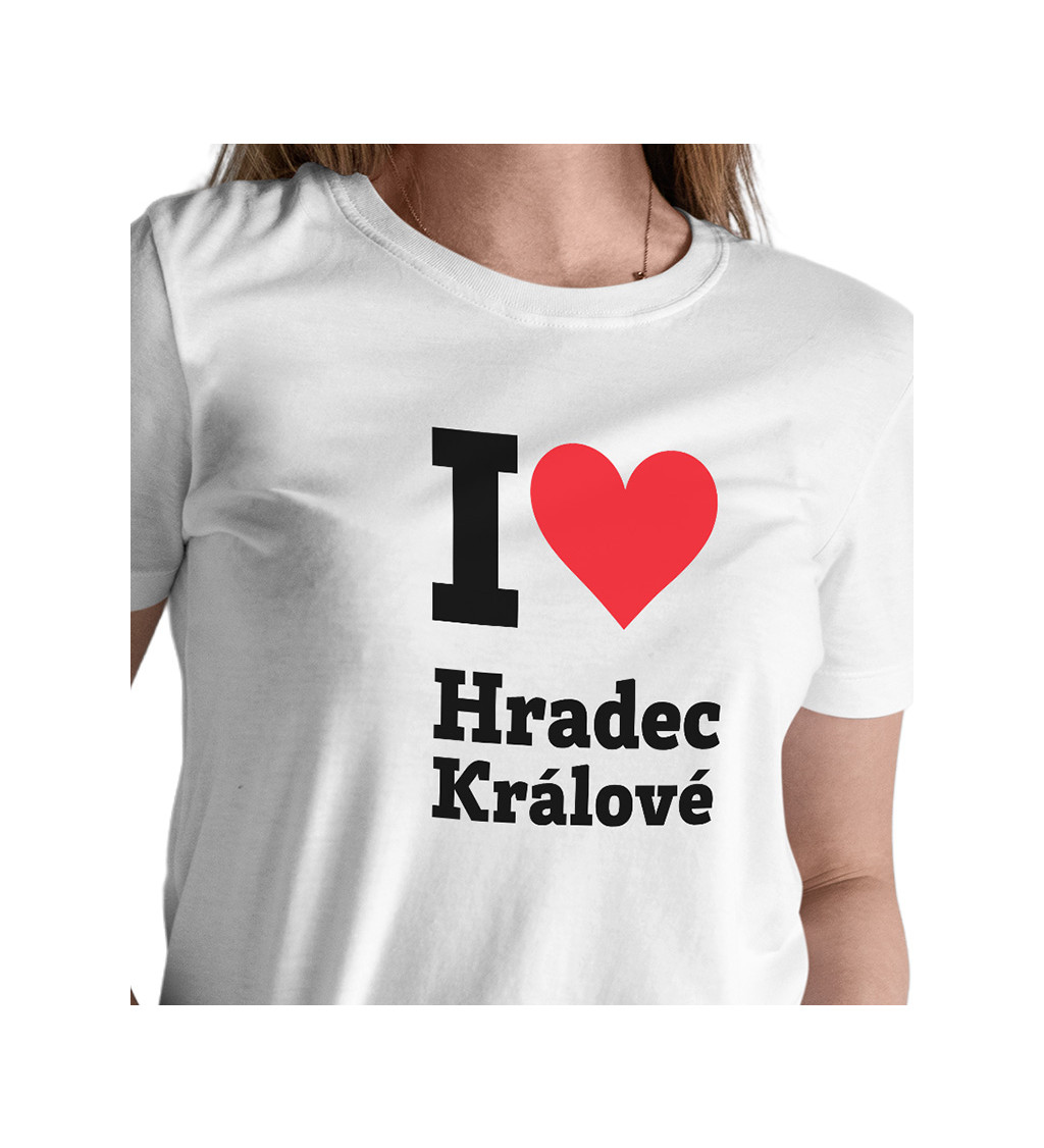Dámské bílé triko - I love Hradec Králové