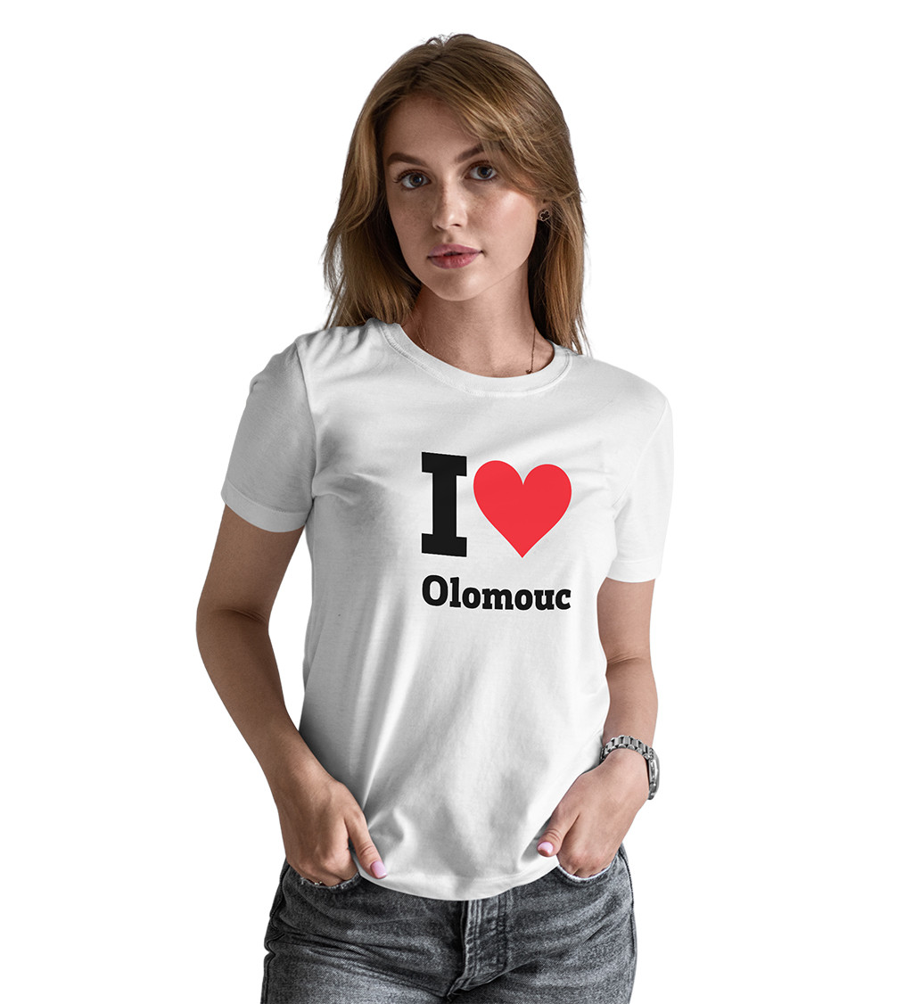 Dámské bílé triko - I love Olomouc