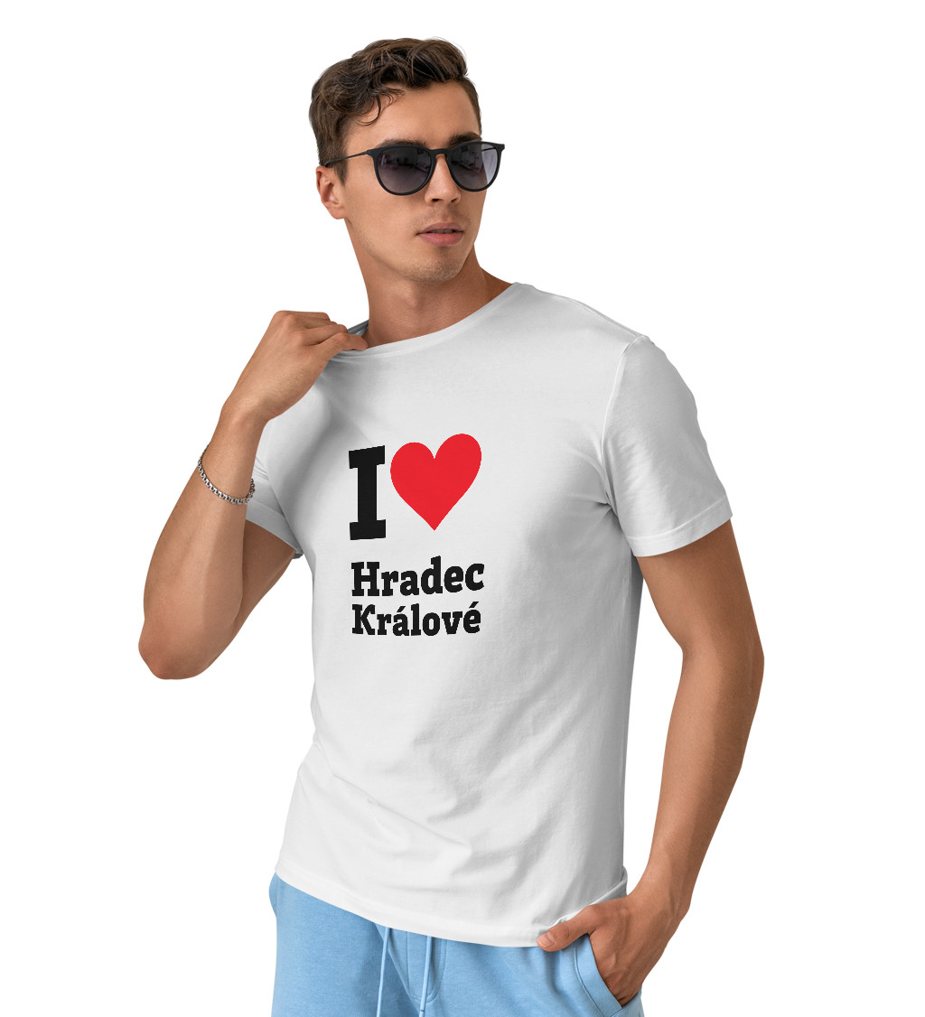 Pánské bílé triko - I love Hradec Králové