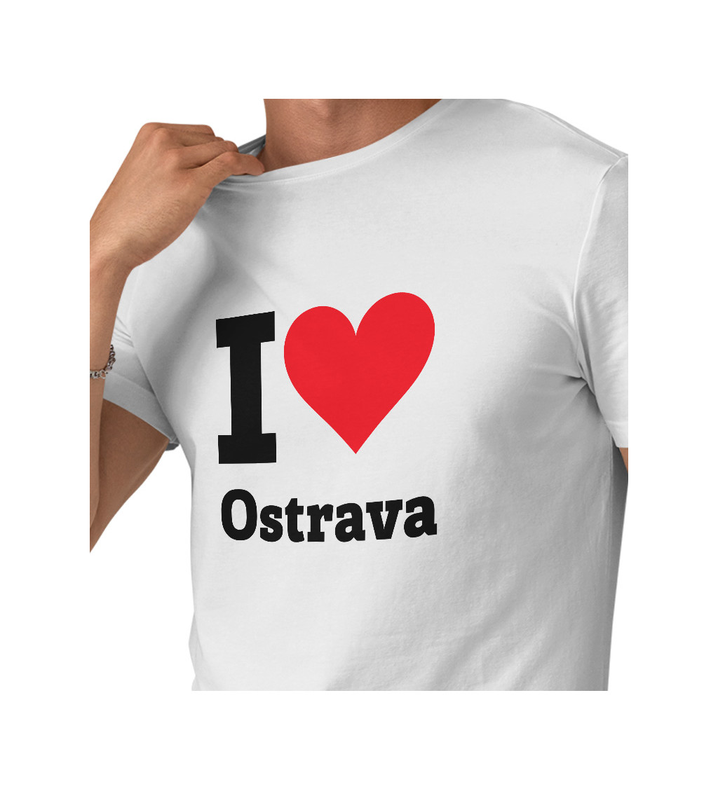 Pánské bílé triko - I love Ostrava