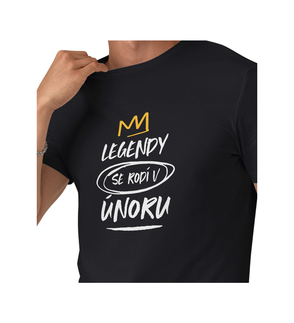 Pánské triko černé - Legendy se rodí v únoru