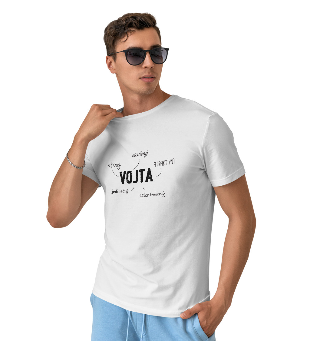 Pánské triko bílé - jméno Vojta