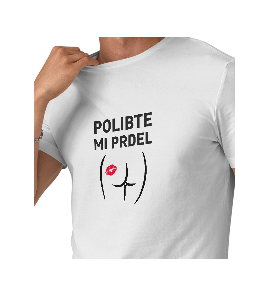 Pánské triko bílé - Polibte mi ass