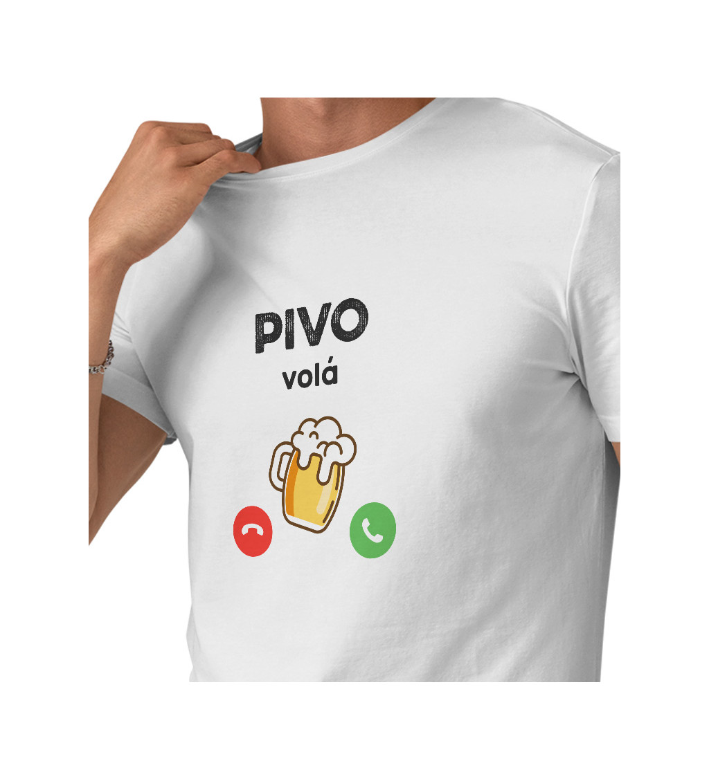 Pánské triko bílé - Pivo ti volá