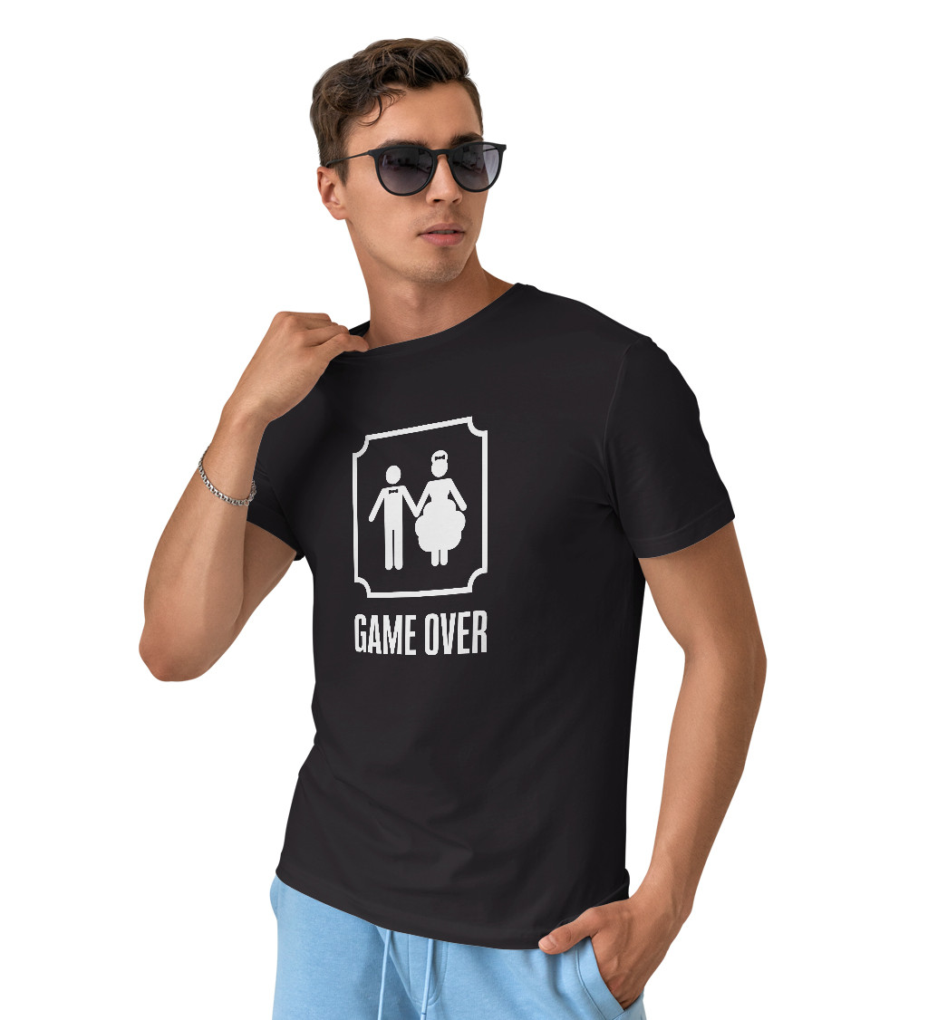 Pánské triko černé - Game over manželé