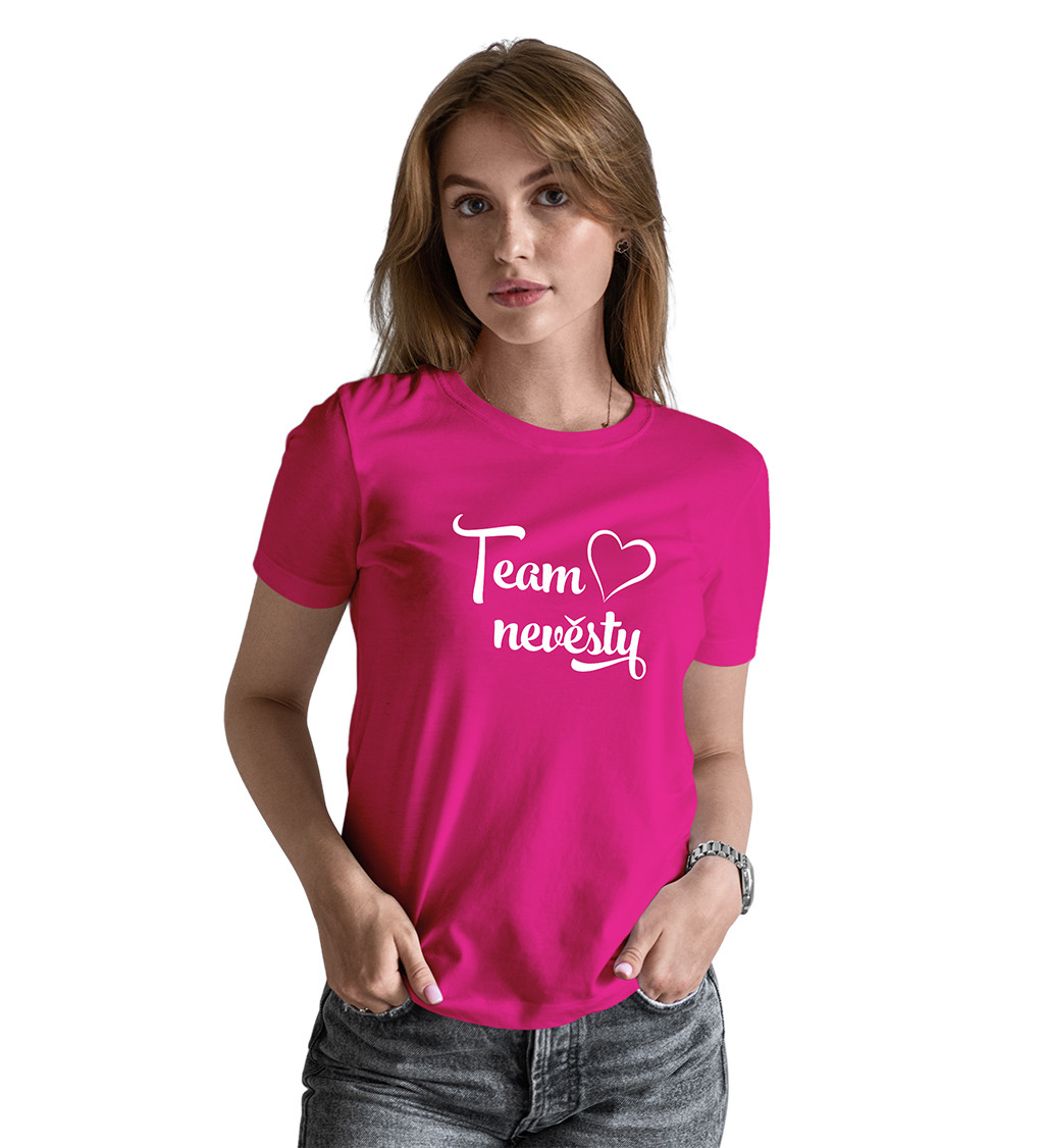 Dámské tričko - růžové - Team nevěsty srdce - XS