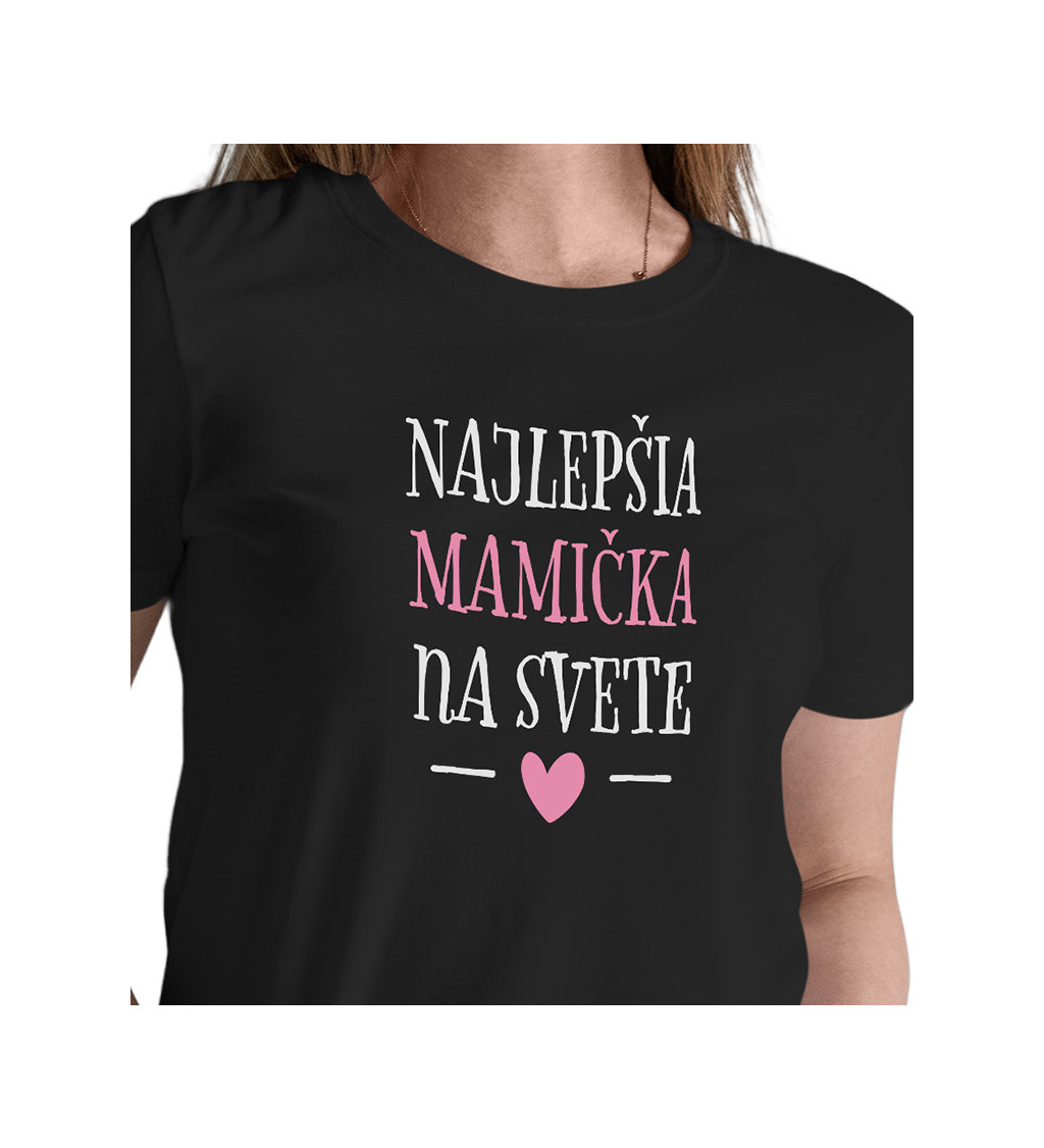 Dámské tričko černé - Najlepšia mamička srdce