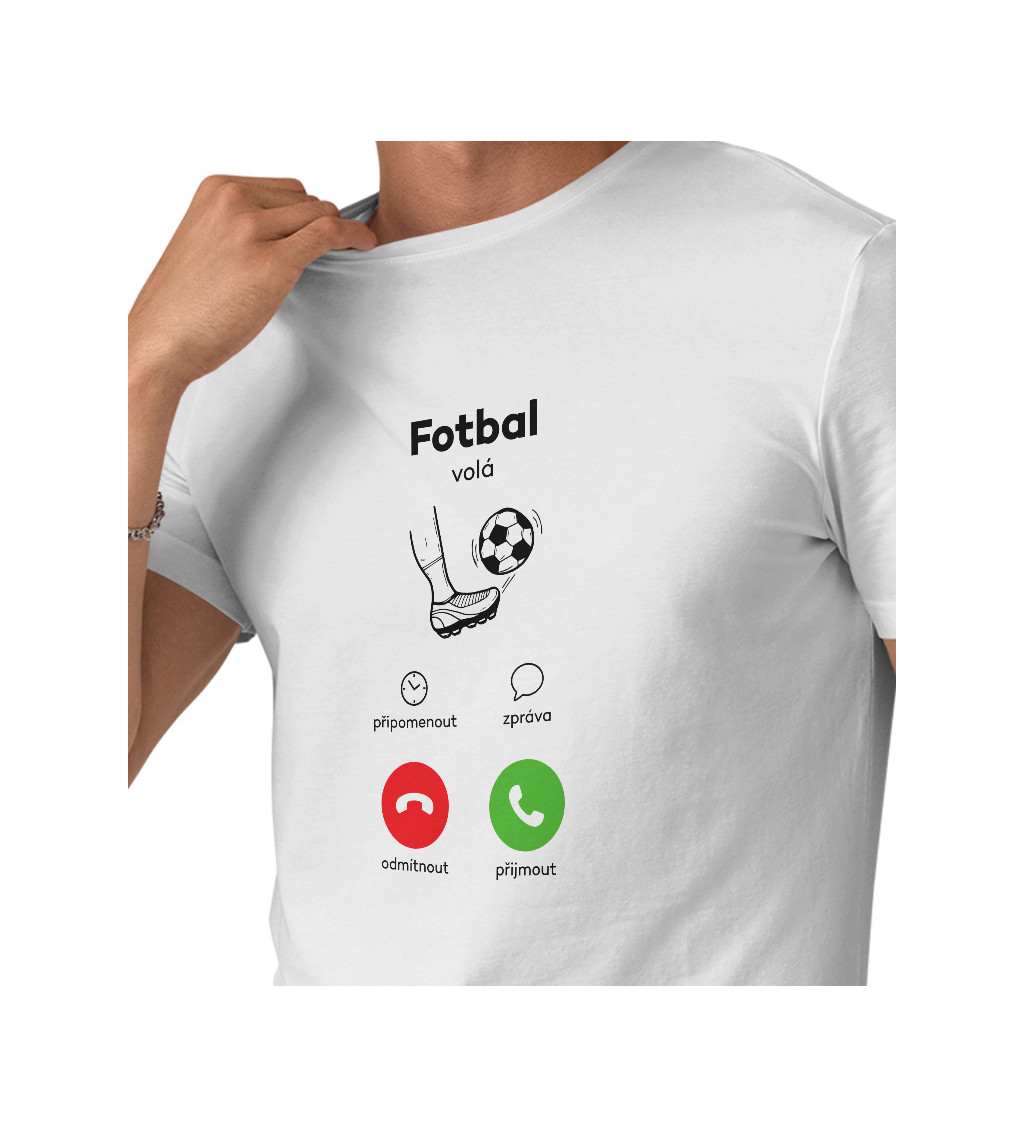 Pánské triko bílé - Fotbal volá na telefonu