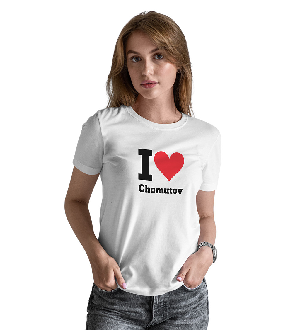 Dámské triko bílé - I love Chomutov