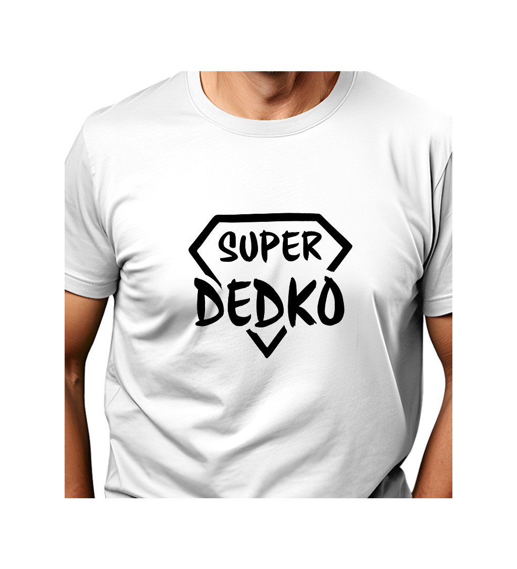 Pánské triko bílé - Super hero dedko