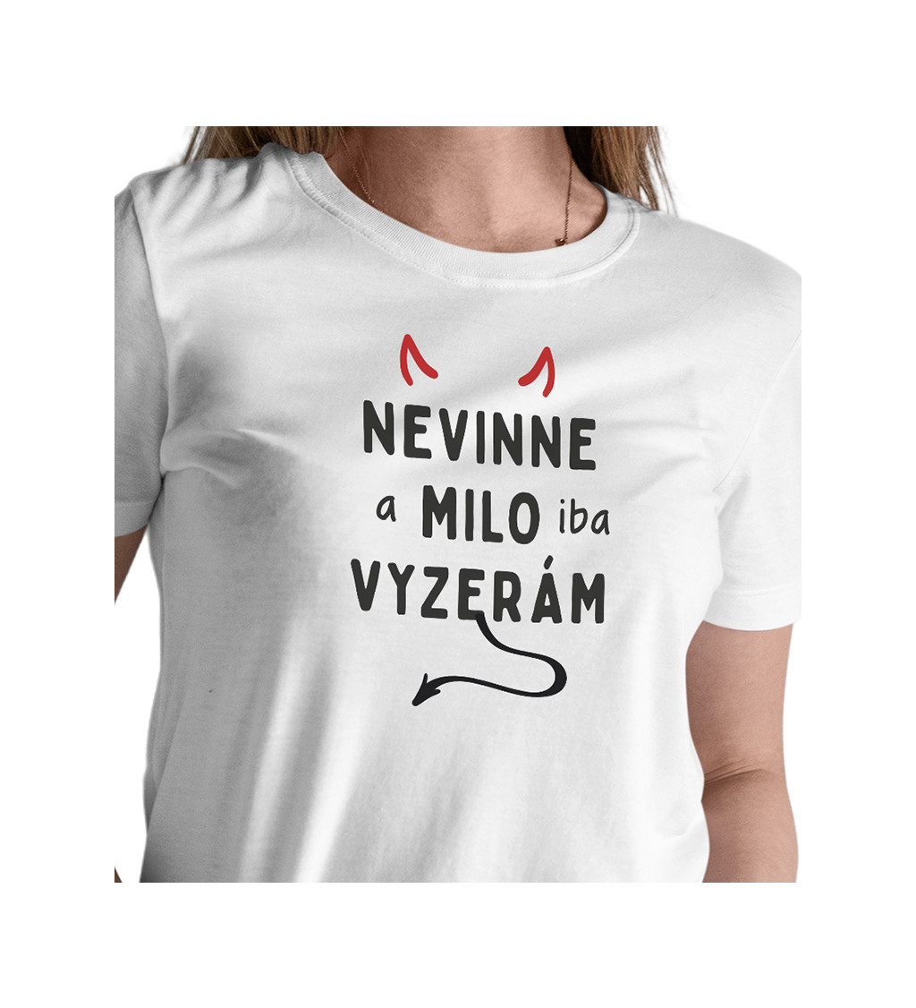 Dámské triko bílé - Nevinne a milo iba vyzerám devil