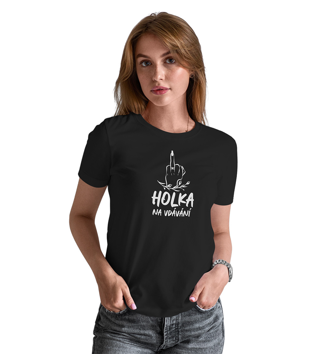 Dámské černé tričko – Holka na vdávání