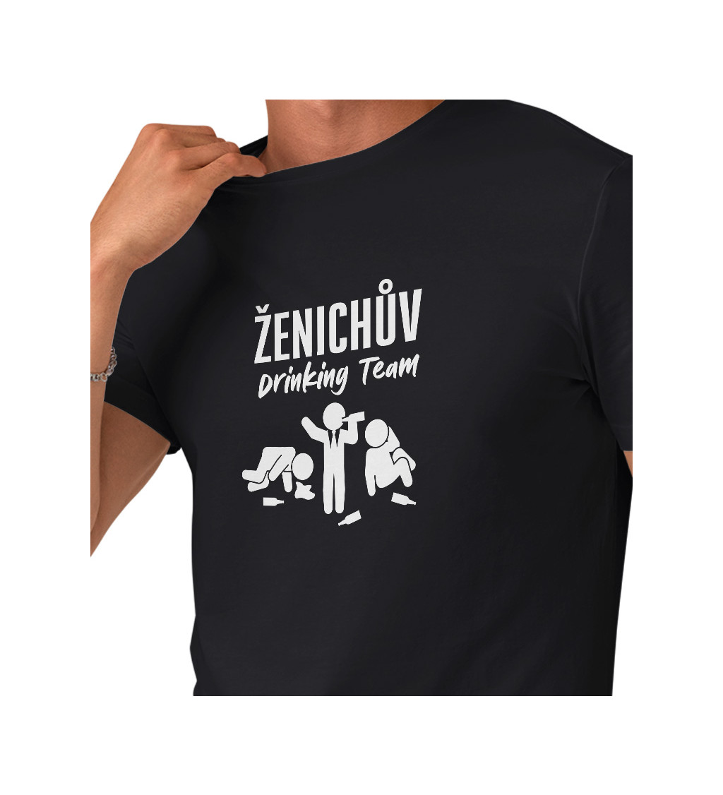 Pánské černé tričko – Ženichův drinking team