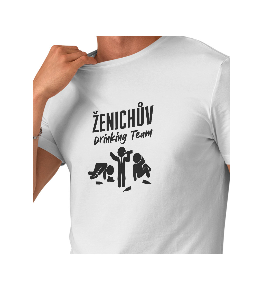 Pánské bílé tričko – Ženichův drinking team