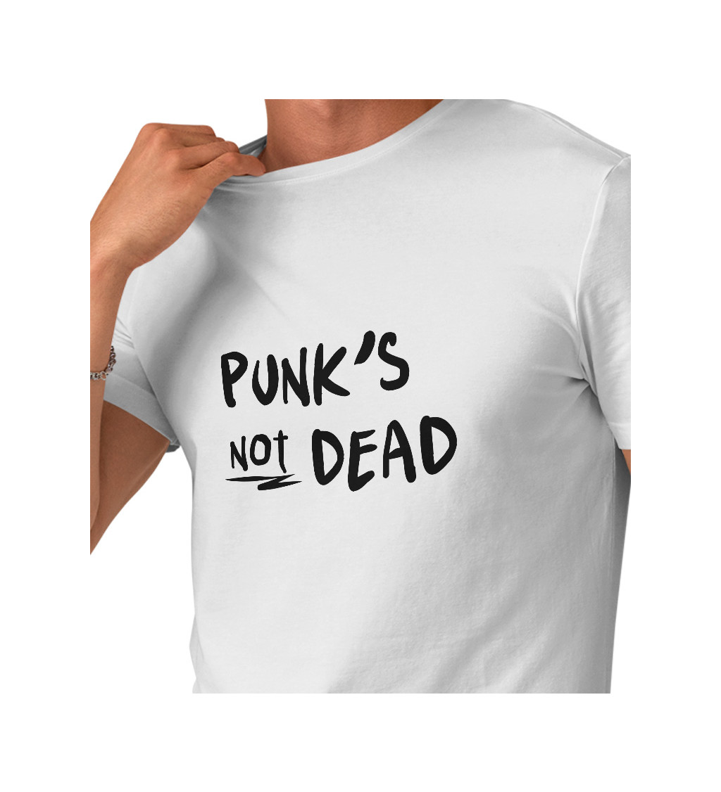 Pánské triko bílé - Punk is not dead