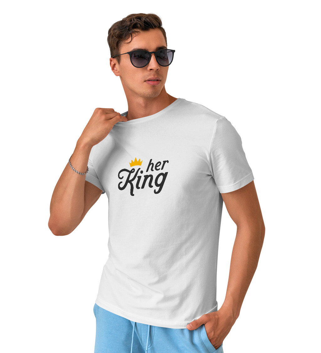 Pánské triko bílé - Her king koruna