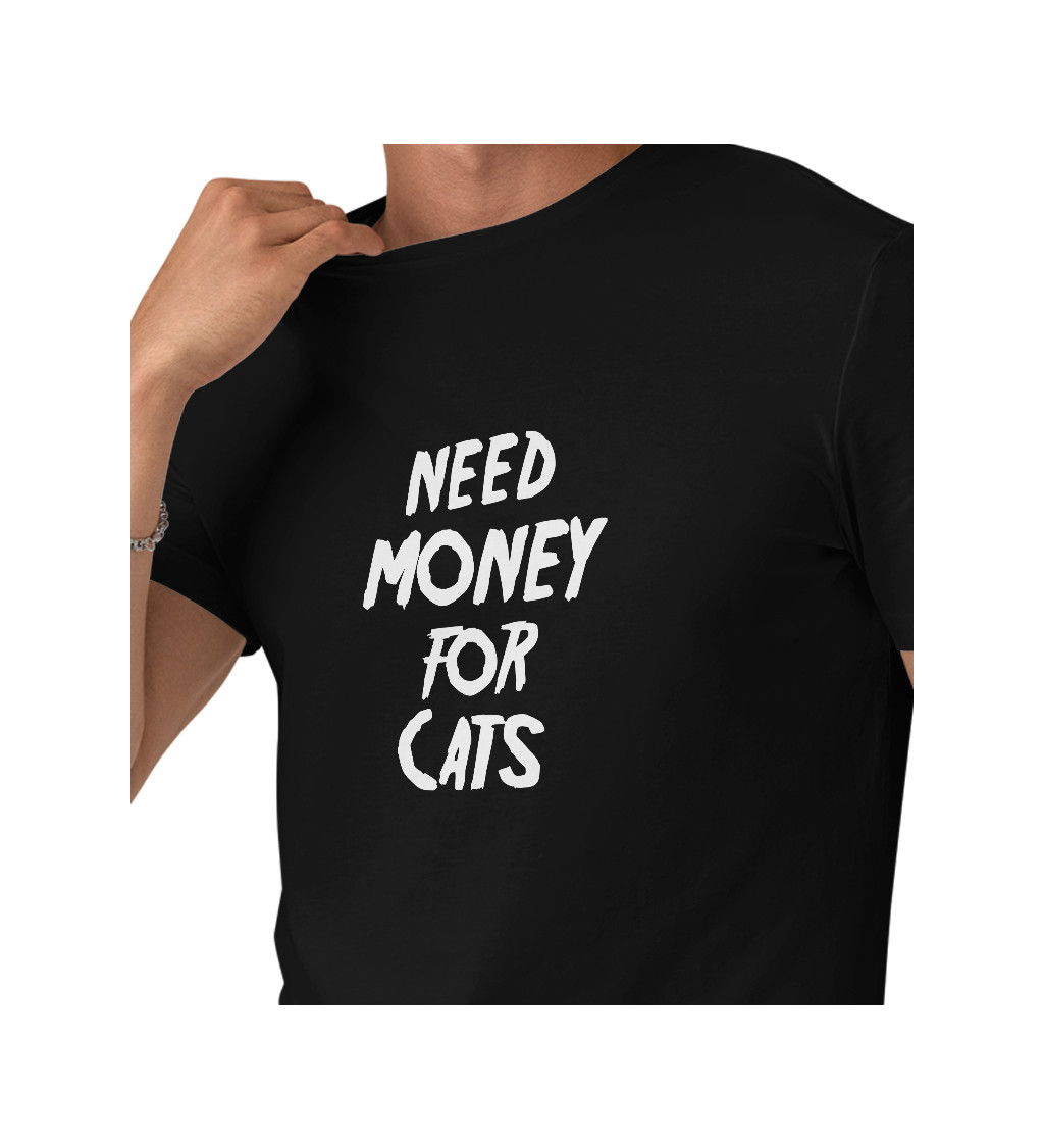 Pánské černé tričko – Need money for cats