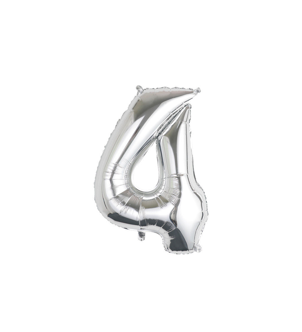Fóliový balónek – stříbrné číslo 4, 80 cm