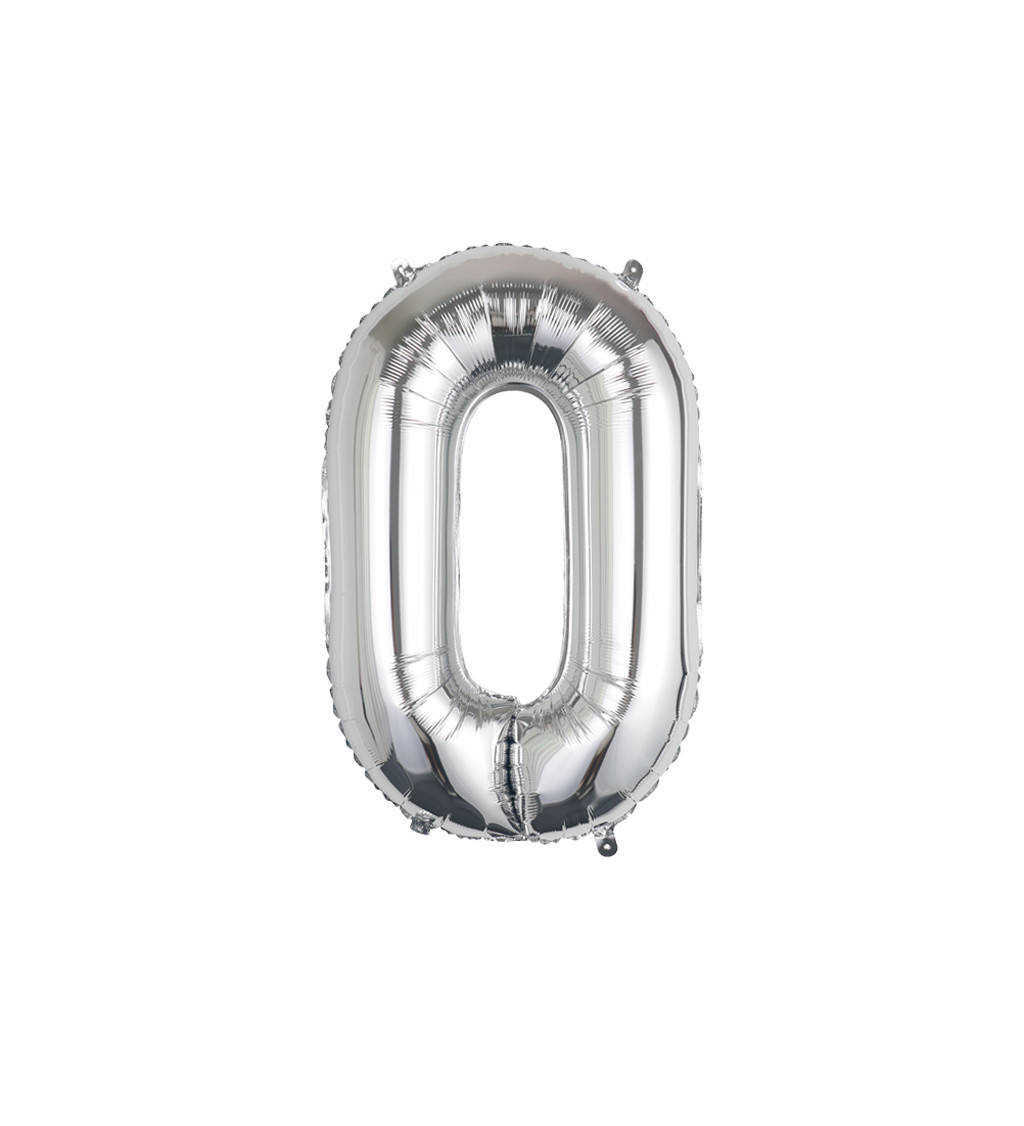 Fóliový balónek – stříbrné číslo 0, 80 cm
