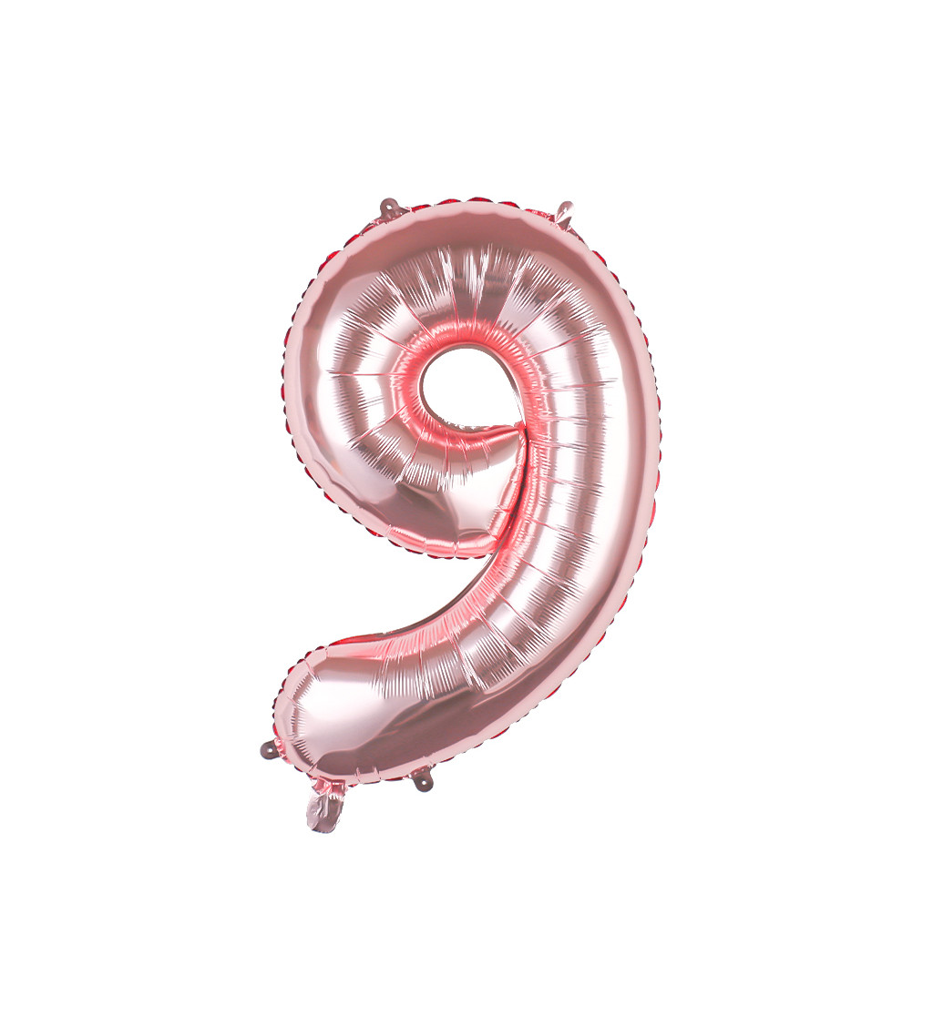 Fóliový balónek – rose gold číslo 9, 80 cm