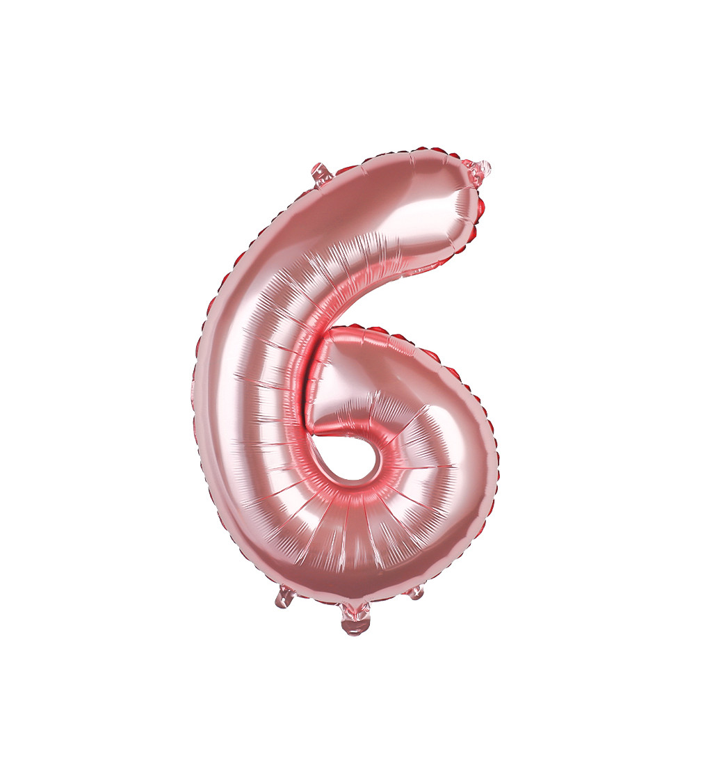 Fóliový balónek – rosegold číslo 6, 80 cm