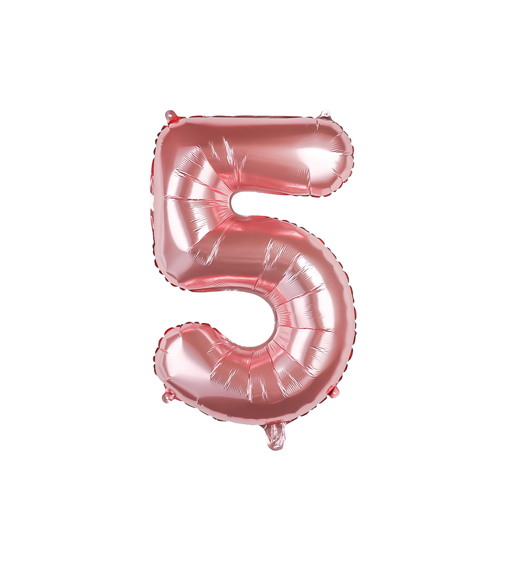 Fóliový balónek – rosegold číslo 5, 80 cm