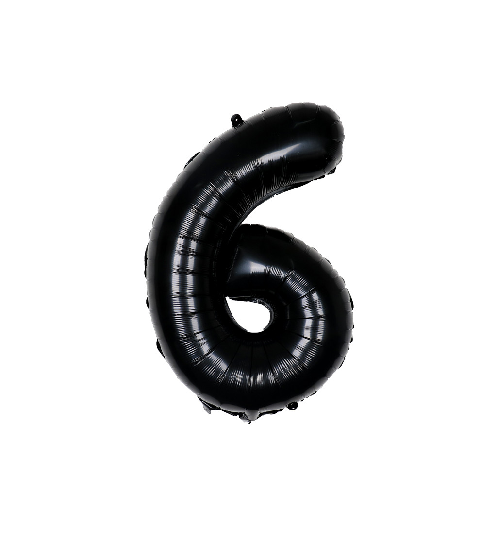 Fóliový balónek – černé číslo 6, 80 cm