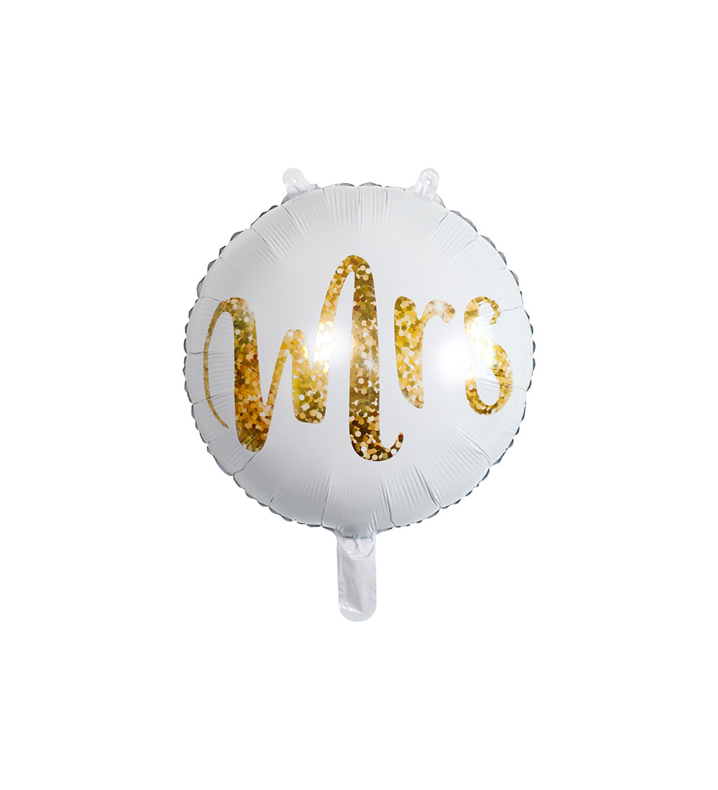 Fóliový balónek – Mrs, zlatý, 45 cm