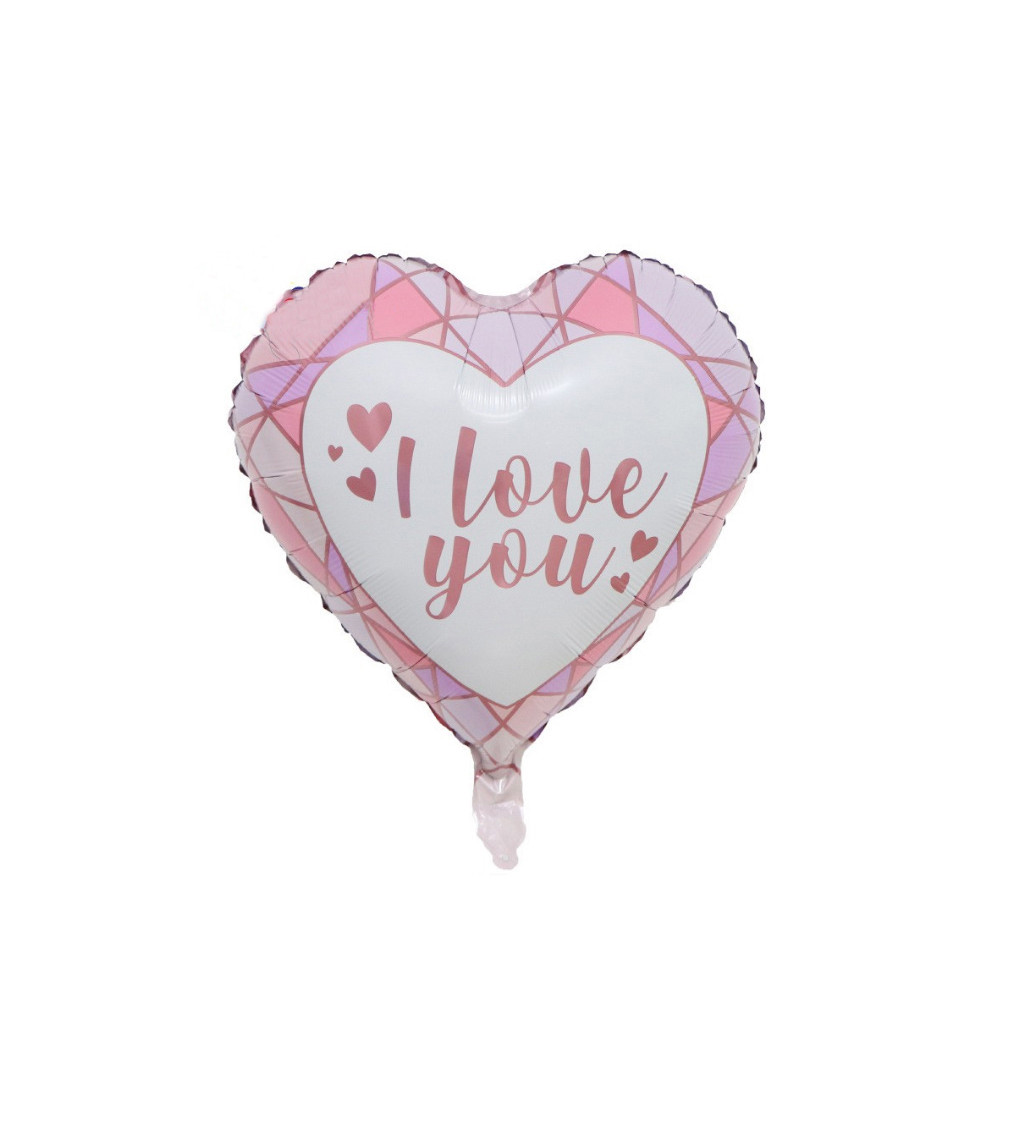 Fóliový balónek – I love you, růžový, 45 cm