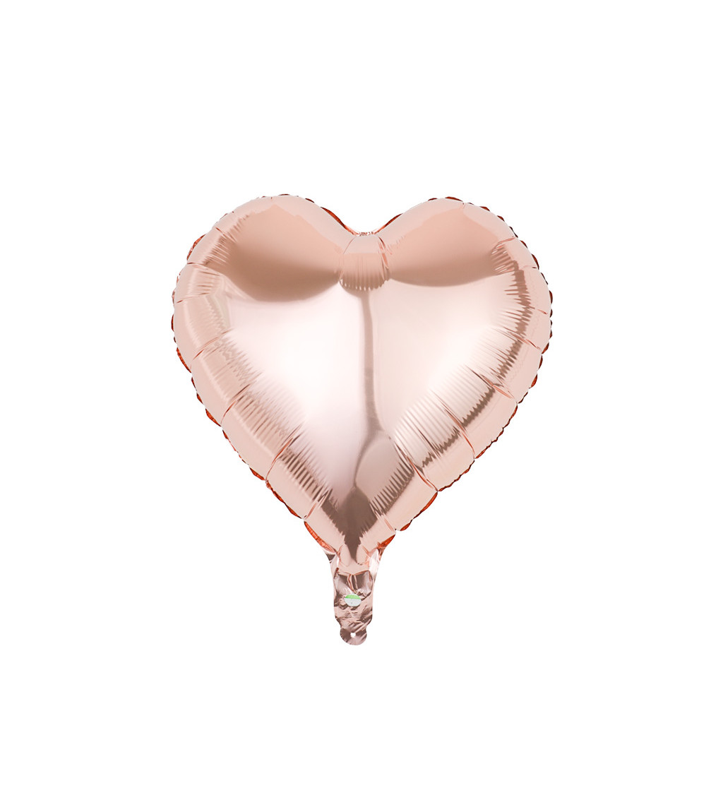 Fóliový balónek – Srdce rosegold, 45 cm