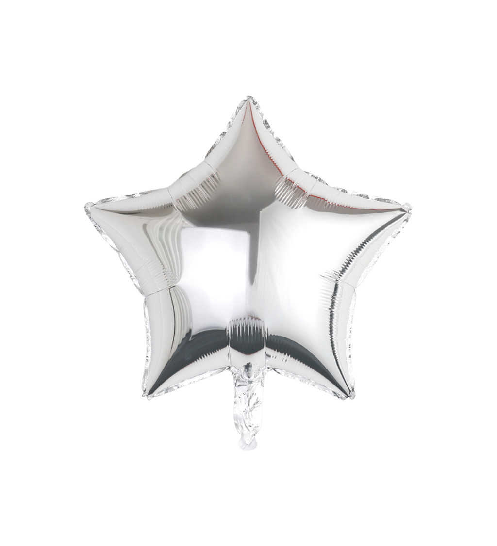 Fóliový balónek – Hvězda stříbrná, 45 cm